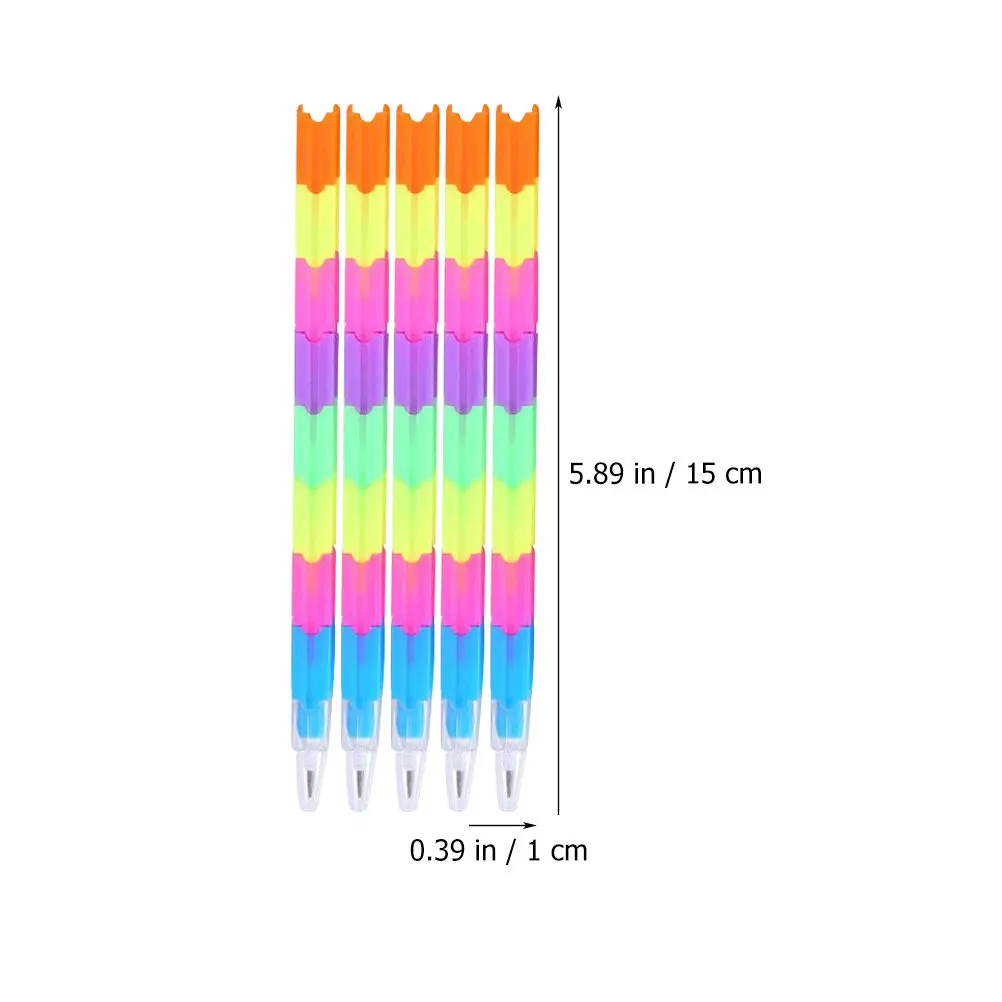 20Pcs 다채로운 색상의 무연필 어린이를위한 쌓을 수있는 플라스틱 연필 부드러운 쓰기 교실 상품 파티 호의품 학생