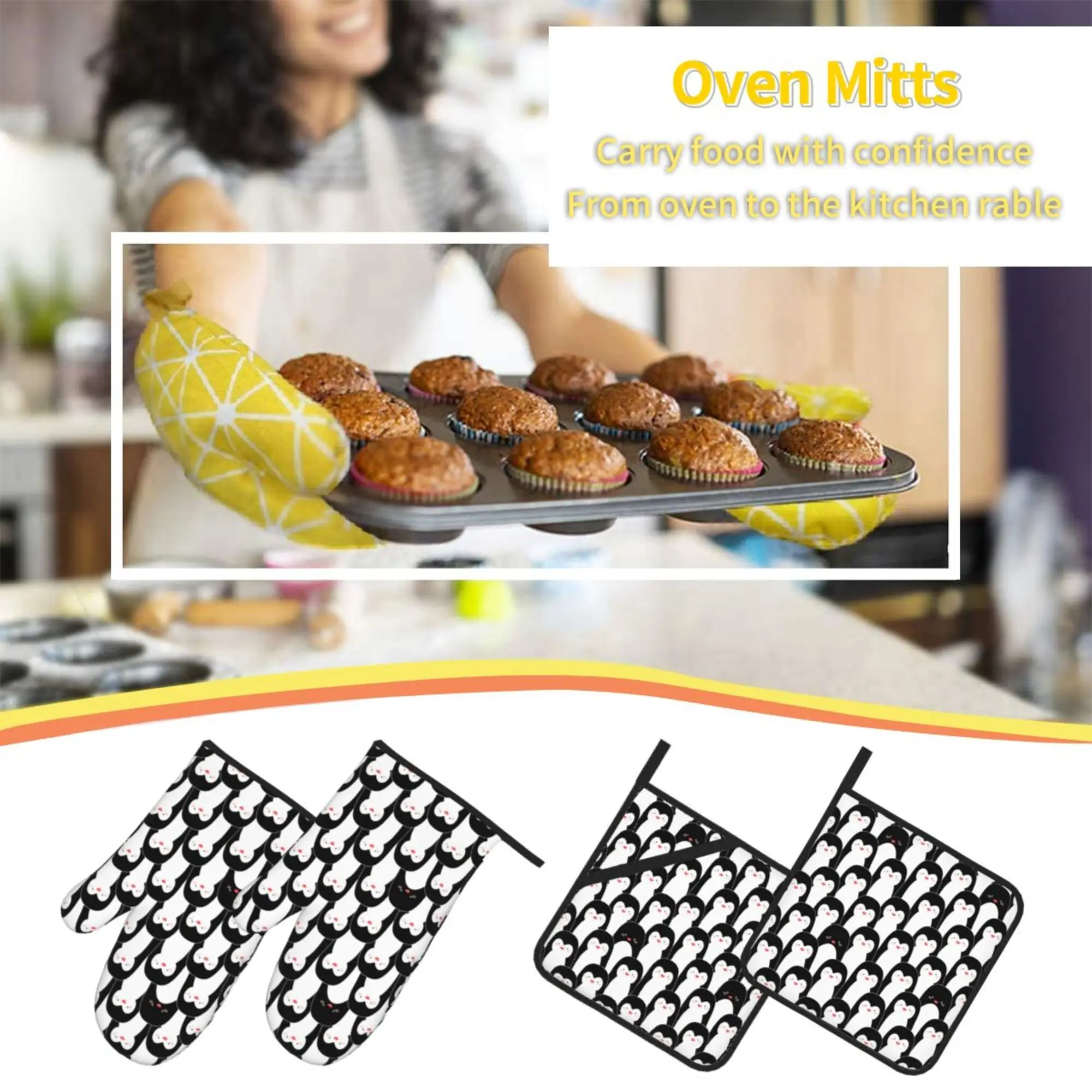 Extra Long 18*28cm Oven Mitts, Heat Resistant Silicone Pot Holders With  Quilted Liner, Soft Flexible Oven Gloves 1 Pair, Kitchen Cooking Baking  Mitts