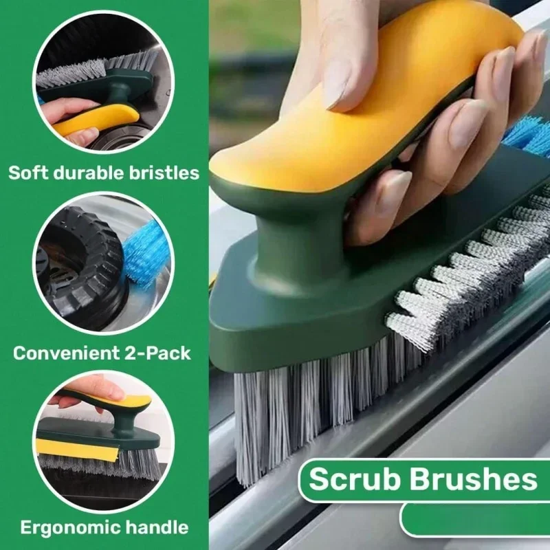 1PC 4 In 1 V-Shape Scrubber Brush Kitchen Bathroom Tile Floor Gap Cleaning Brush Window Groove Wall Corner Toilet Brushes Tools