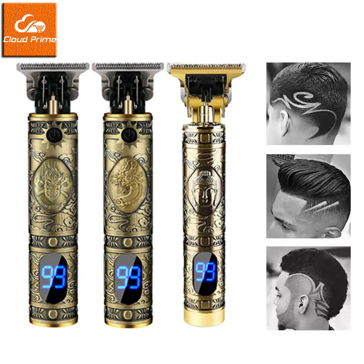 LCD Vintage T9 Hair Trimmer Machine Cordless Hair Cutter Finishing Machine Beard Clipper For Men Electric Shaver USB Charge hair clipper electric shaver hair trimmer