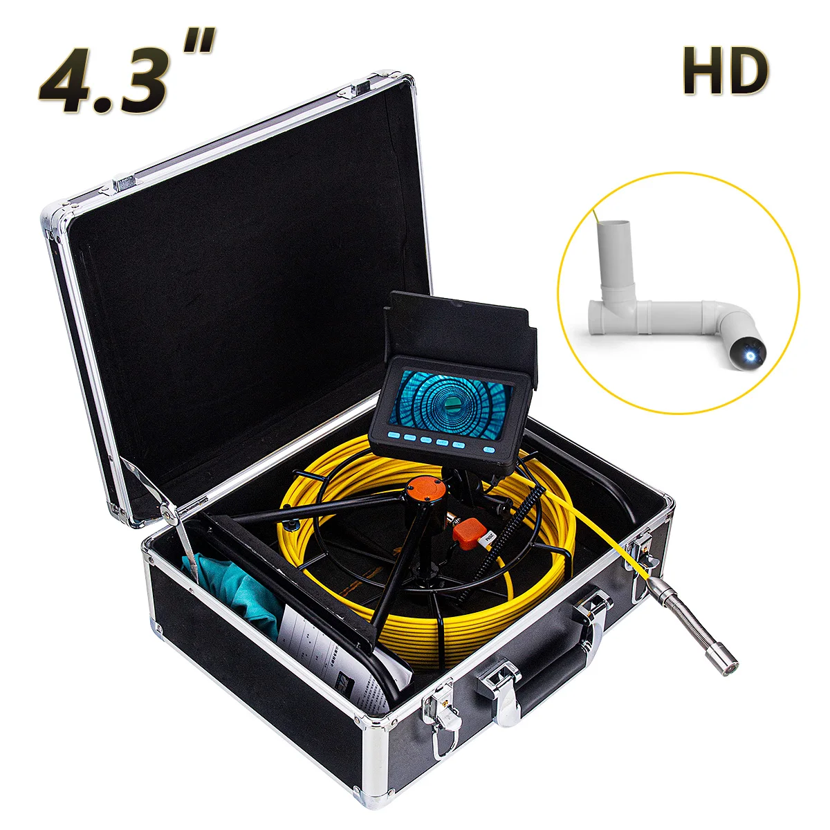 Pipeline Drain Inspection 17mm Lens Endoscope Borescope System WP9304B HD 4.3inch Screen Drain Sewer Pipe Detection Camera pipeline drain inspection 17mm lens endoscope borescope system wp9304b hd 4 3inch screen drain sewer pipe detection camera