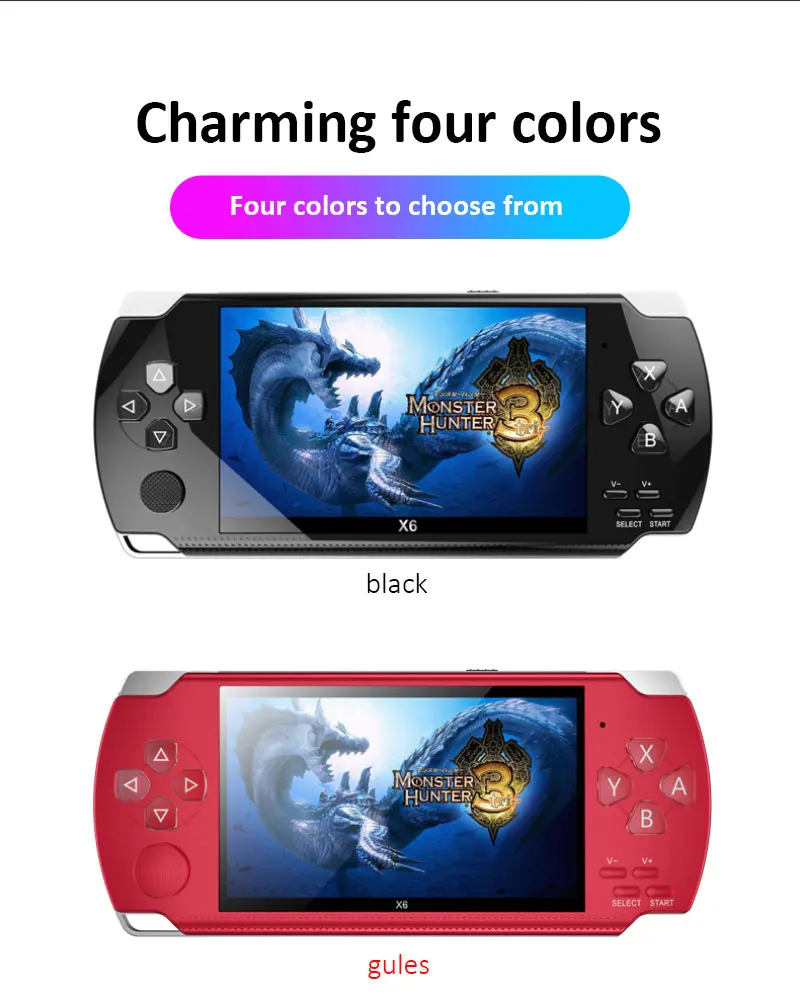 X6 Retro Video Game Console Portable Big Screen Handheld Build In 1500 Games Simulators Classic Mp3/mp4/Ebook TV Out Game Player