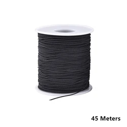 Vibrant Rainbow Elastic String for Jewelry and Crafting - 1mm Sturdy Stretch Cord (Black 45 Meters)