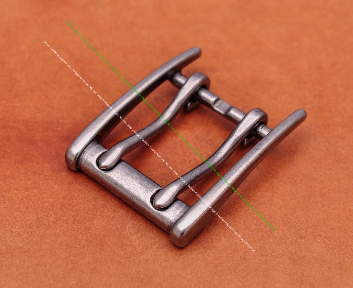 Classic Strong Metal Brass Plated Men Wide End Bar Prong Double Pin Buckle Leathercraft Jeans Belt Buckle Replacement Fits 45mm