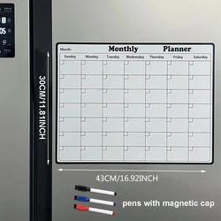 Magnetic Dry Erase Monthly Planner Whiteboard (1 piece with 3 pens)