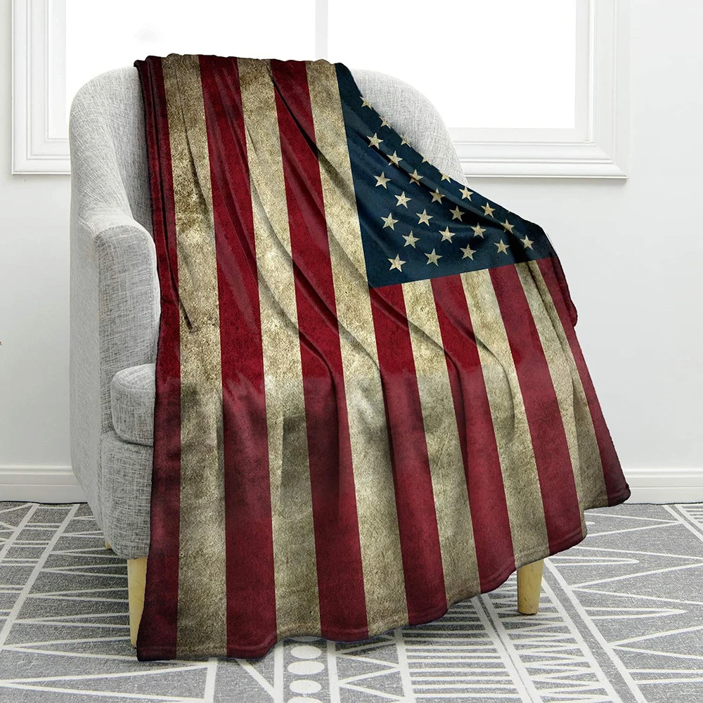 

Индивидуальное одеяло с флагом США, мягкое и теплое одеяло с принтом для дивана или кровати