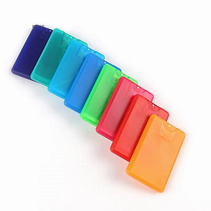 

Free shipping Random Color 20ml Plastic Credit Card Shape Pocket Size Flat Spray Bottle for Perfume Women Cosmetic Atomizer