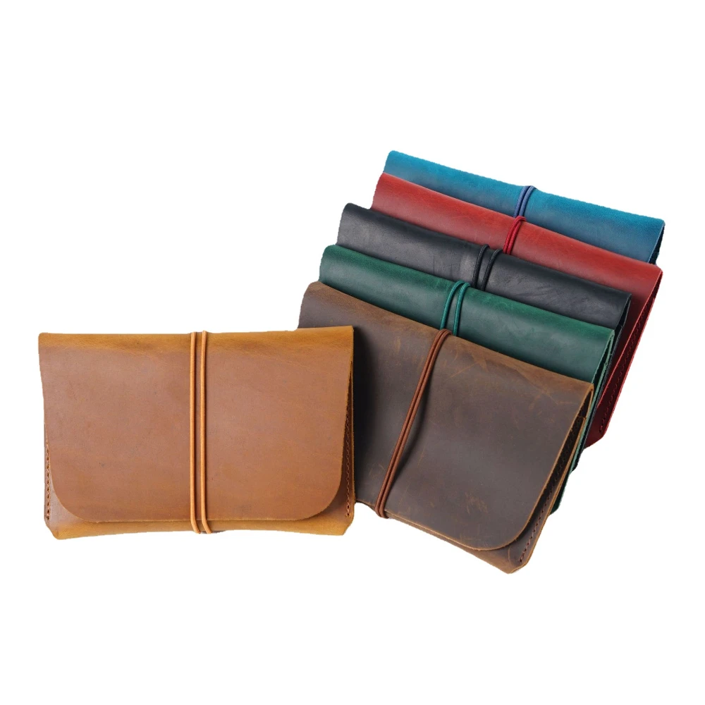 Genuine Leather Card Bag Crazy Horse Cowhide Coin Purse Vintage Passport Bag Wallet