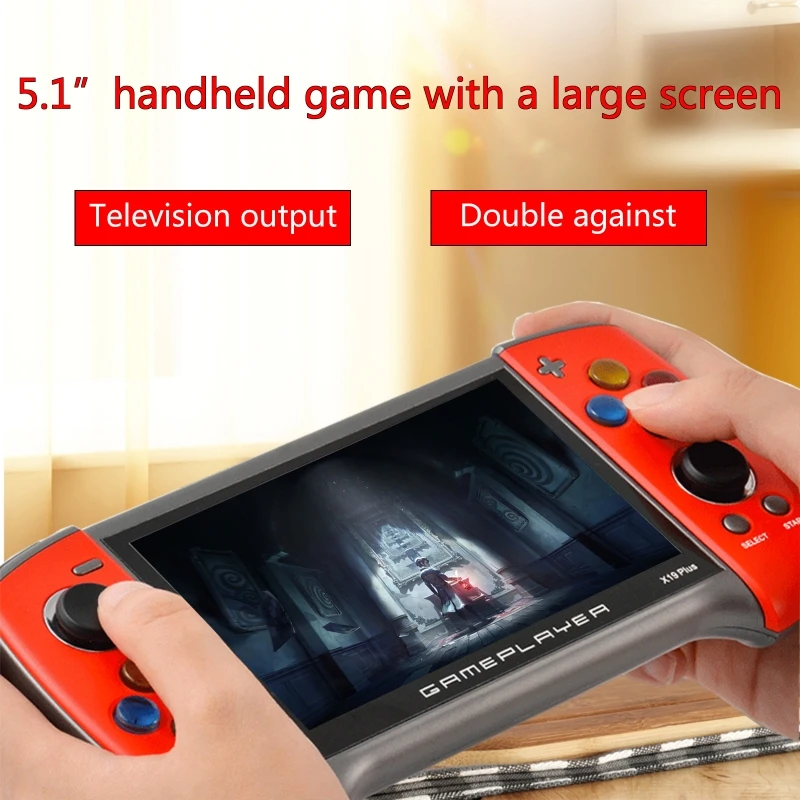X19 플러스 핸드 헬드 레트로 게임 콘솔, 더블 로커 클래식 게임 레트로 미니 핸드 헬드, PSP 게임용, PS1 게임용, 5.1 인치
