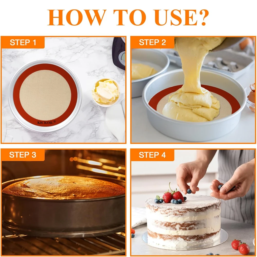 Round Silicone Baking Mats Easy Clean Non-Stick Food Grade Reusable Baking Mats For Oven Macarons Cookies