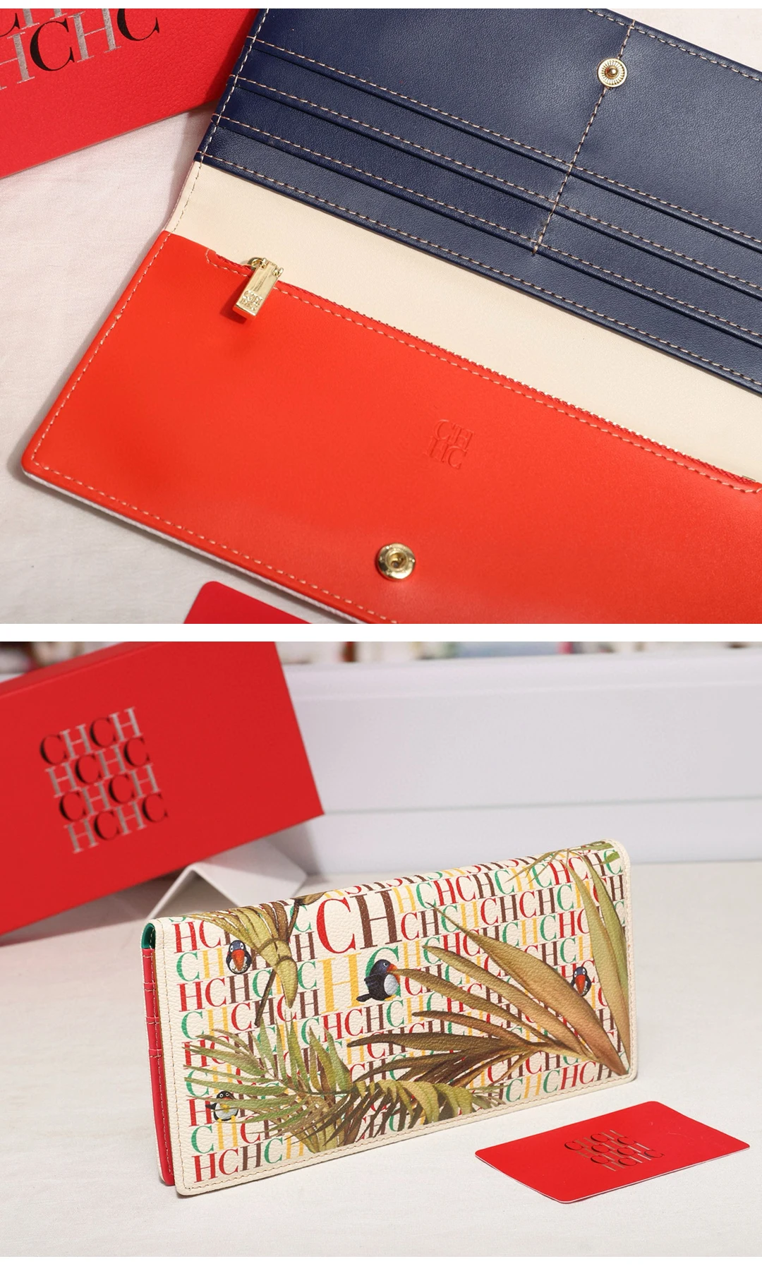 Monogramm-Langbörse mit Goldlogo-Akzent Mehrere Kartenfächer Reißverschluss-Münzfach Druckknopfverschluss Damen-Modeaccessoire – Detail 3