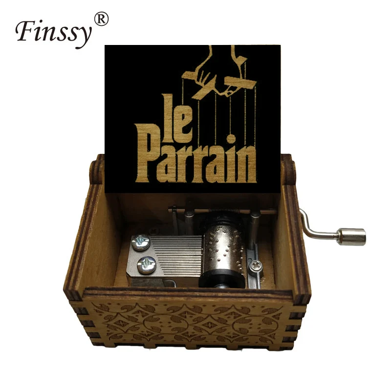 new arrival figure print Wooden hand The Godfather Music Box Christmas birthday Gift Party Casket Anonymity Decoration