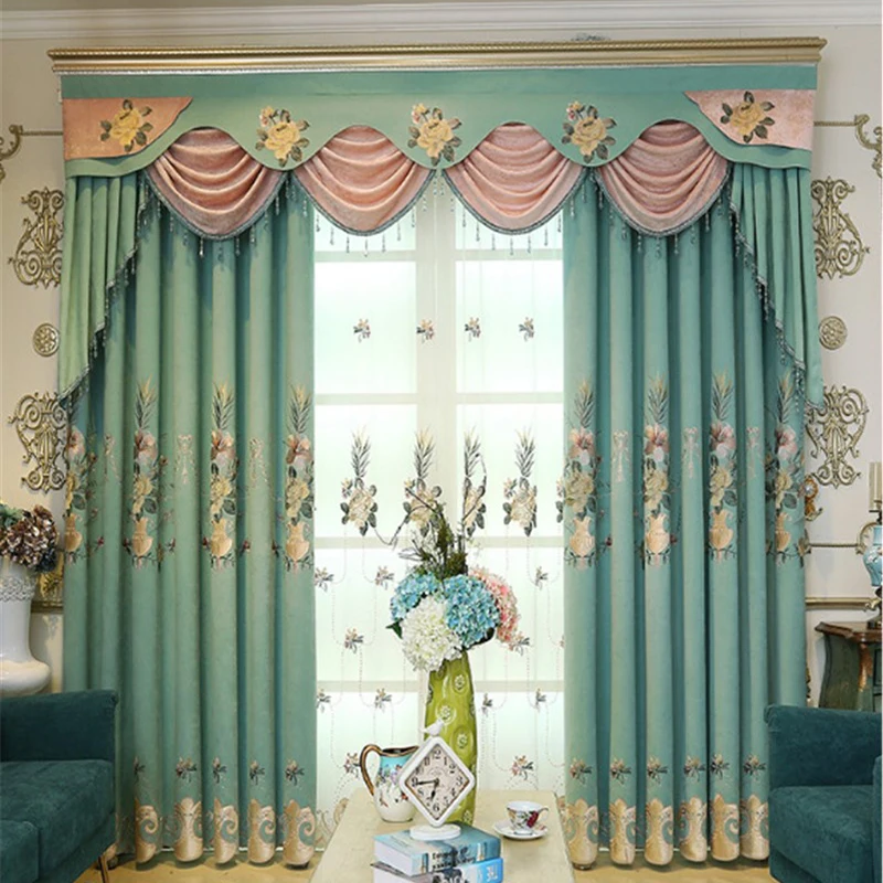 

European Style Modern High Quality Exquisite Embroidery Decoration Living Room Bedroom Study Kitchen Villa Valance Curtains