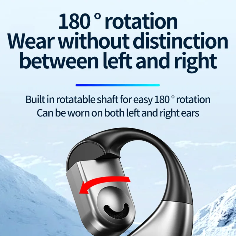 Single Ear Bluetooth 5.5 Wireless Earphone LED Display Ear-Hook Headset 180&deg; Rotatable Wireless Earbuds Waterproof Sport Headset