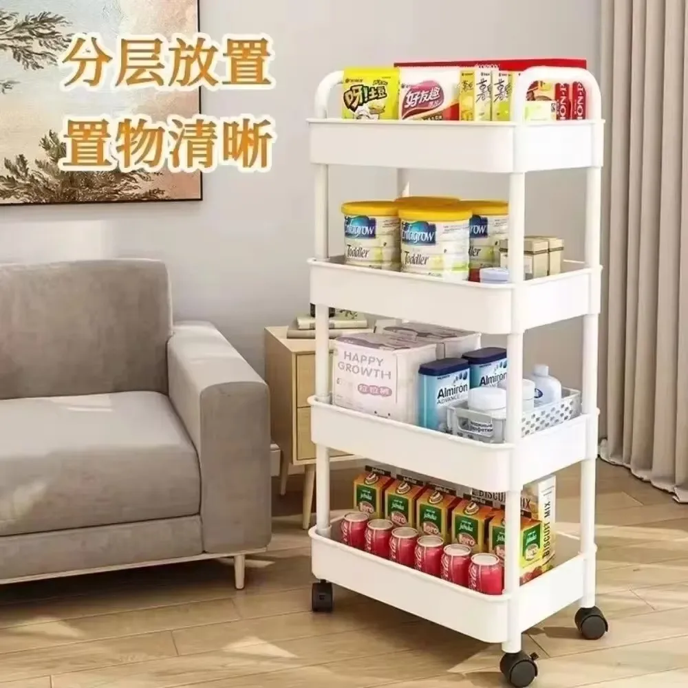 storage rack Household Multi-layer Small Cart Storage Rack Floor To Floor Kitchen Bedroom Bathroom Storage Rack with Wheels