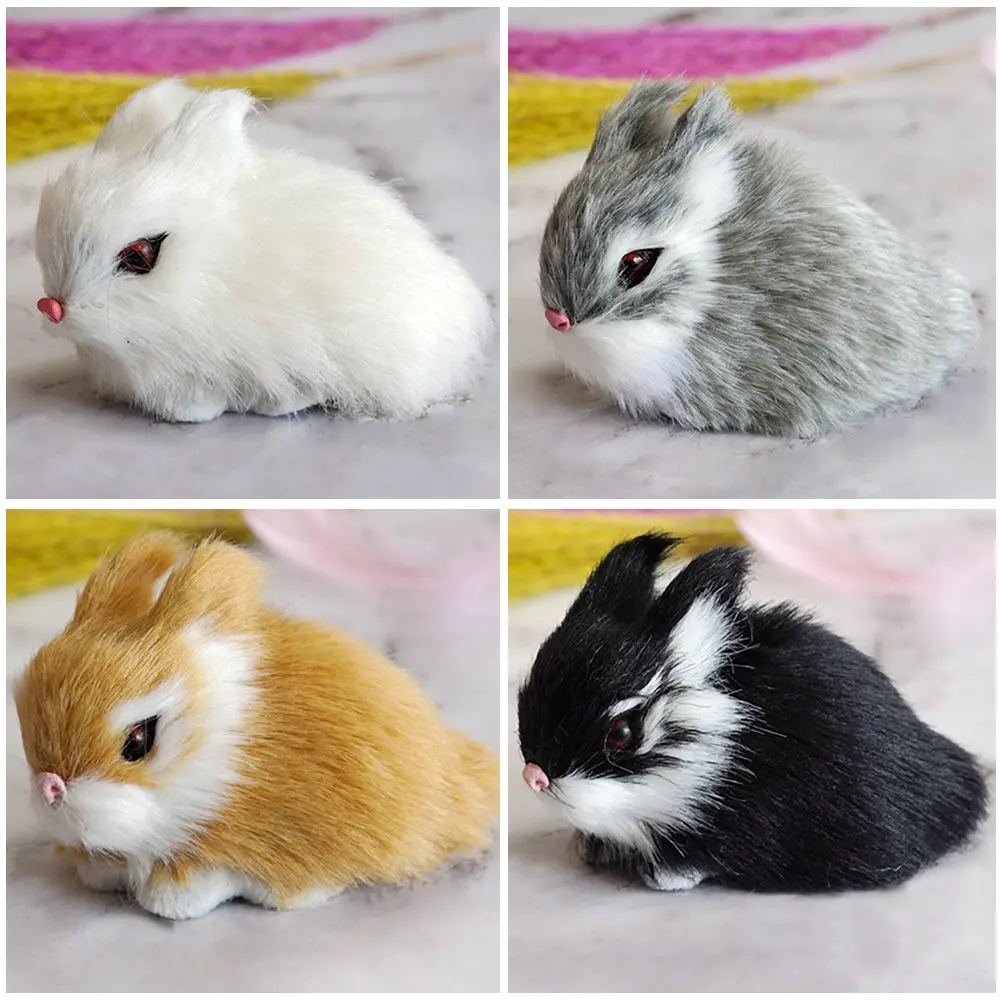 Simulation Chick Rabbit Plush Toy Children Cognition Chicken Model Figurine Realistic Furry Animal Doll Chicken Easter Gift 4