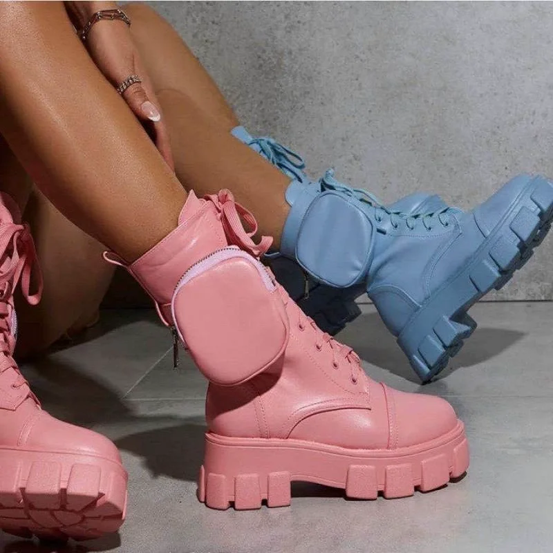 

Women's Short Boot Platform 2023 Winter New PU Leather Solid Colors Y2K Style Sexy Fashion Novelty Casual Shoes For Youth Girls