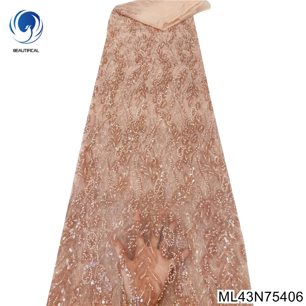 

Gorgeous Classic Pattern Pure Fragrance colour African Sequins with French Heavy Beaded Lace Fabric for Party Dress ML43N754