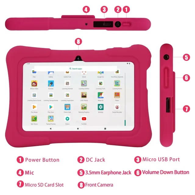 PRITOM 7 Inch Kids Tablet Quad Core Android 10 32GB WiFi Bluetooth Educational Software Installed 4