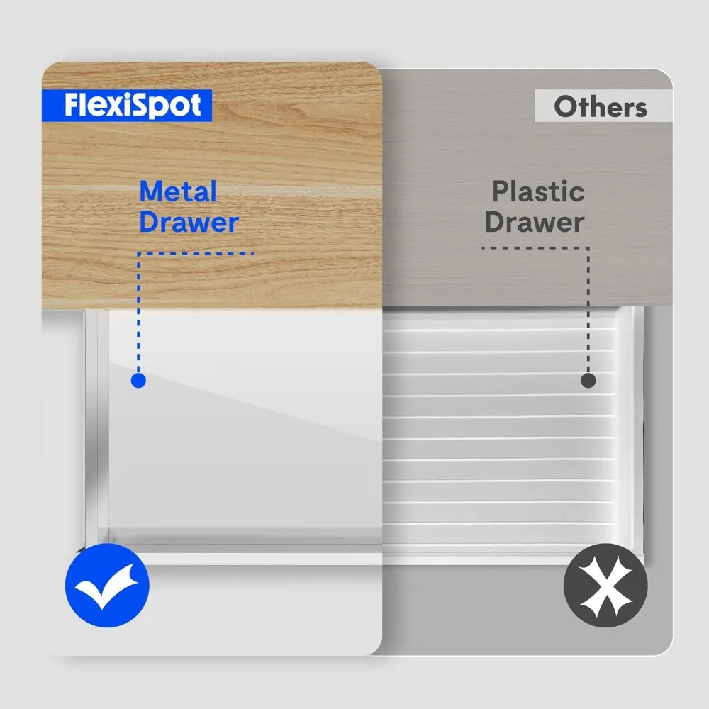 Comhar Electric Standing Desk with Drawers Charging USB A to C Port, Height Adjustable 48" Whole-Piece Home Office Computer Lap