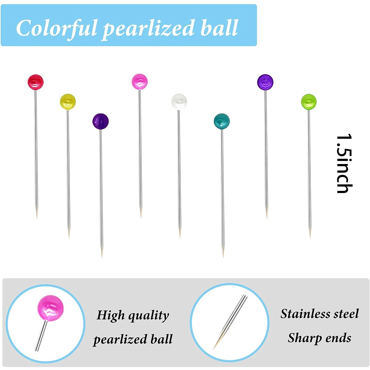 在庫処分 激安 食品 600PCS Sewing Pearlized Multicolor 1.5inch Pin Straight Pins その他