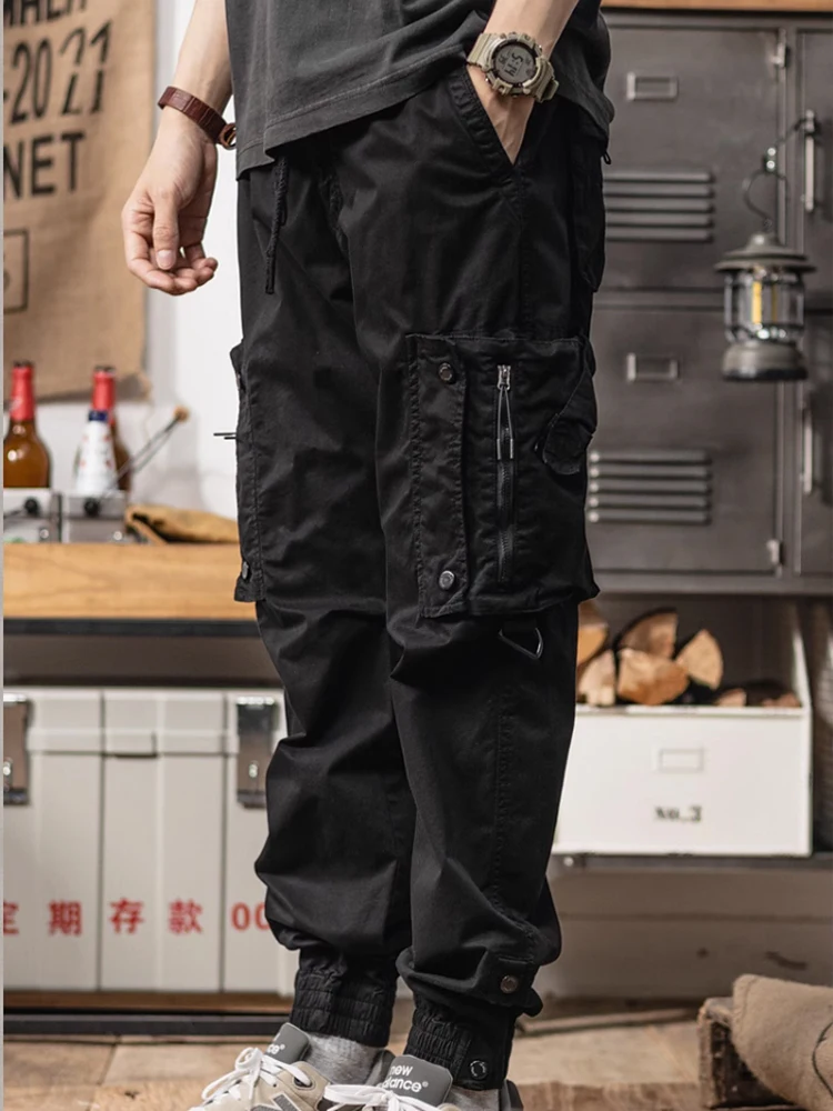 

Heavyweight retro trendy workwear pants for men with tactical functions, slim fit, leggings, and casual pants trend