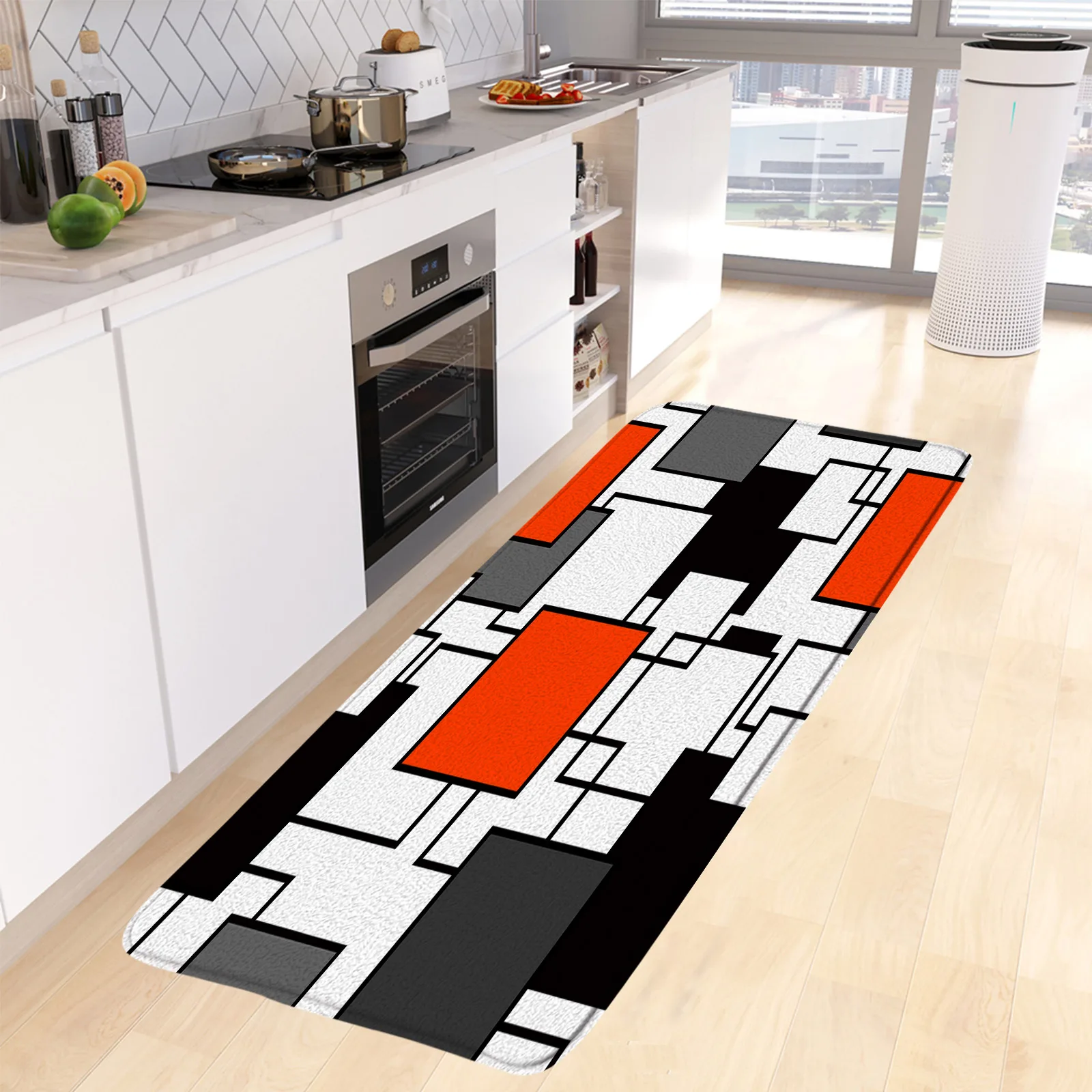 Piso de decoração xadrez vermelho para cozinha - TenStickers