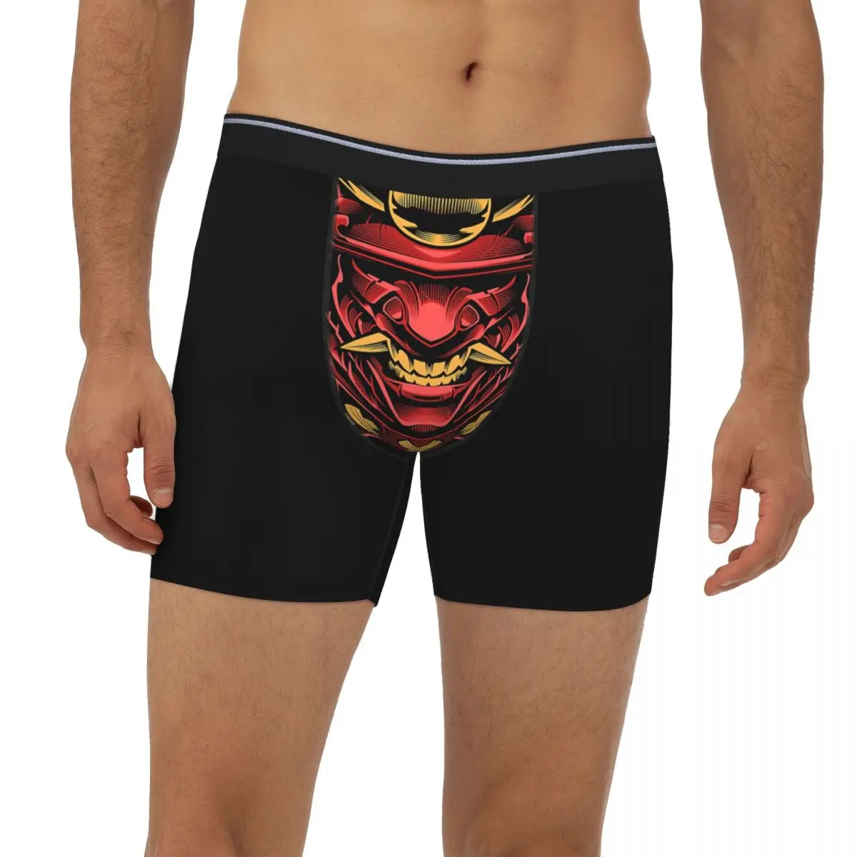 Samurai Helmet Manga Art Underpants Breathbale Panties spoof funny Male Underwear Boxer Briefs extended underwear