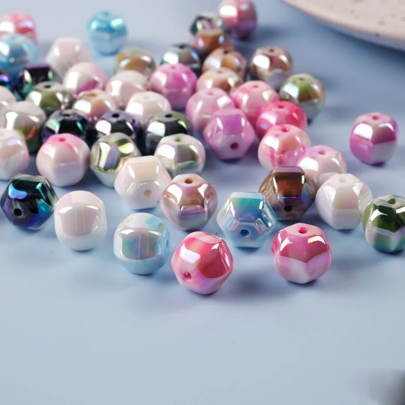 

10pcs Gradient Double Color Straight Hole Acrylic Loose Spacer Beads For Jewelry Bracelet Necklace Making DIY Accessories