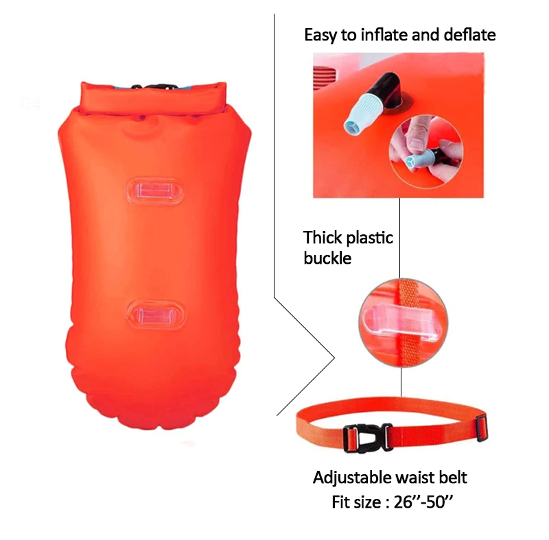 PVC Inflatable Safe Swim Safety Buoy, Water Sports Swimming Waterproof Bag