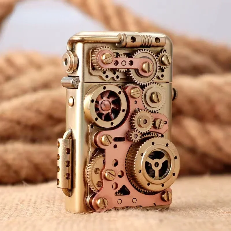 

Zorro Creative Pure Copper Torrance Kerosene Lighter Personalized Mechanical Steampunk Lighter Gear Linkage Cool Men's Gift