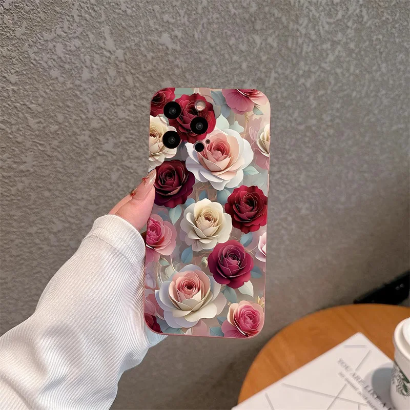 S25 Ultra Luxury Rose Floral Pattern Shockproof Phone Case