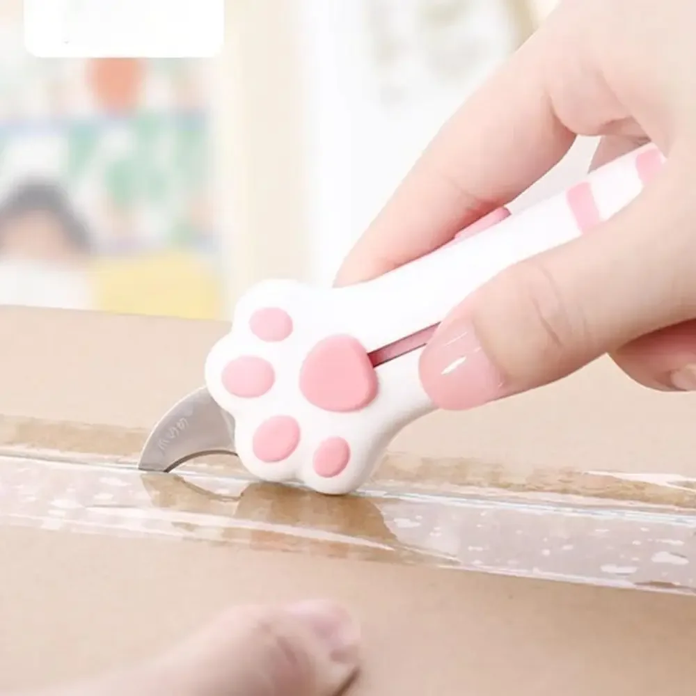 귀여운 고양이 발 모양 접이식 다용도 칼 미니 휴대용 고양이 발톱 박스 커터 종이 커터 DIY 핸드 아카운트 아트 공예 절단 도구
