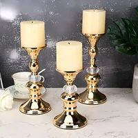 Gold Metal Pillar Candlestick Holders Vintage Pillar Candle Holders Elegant Metal Crystal Pillar Candle Stands 6