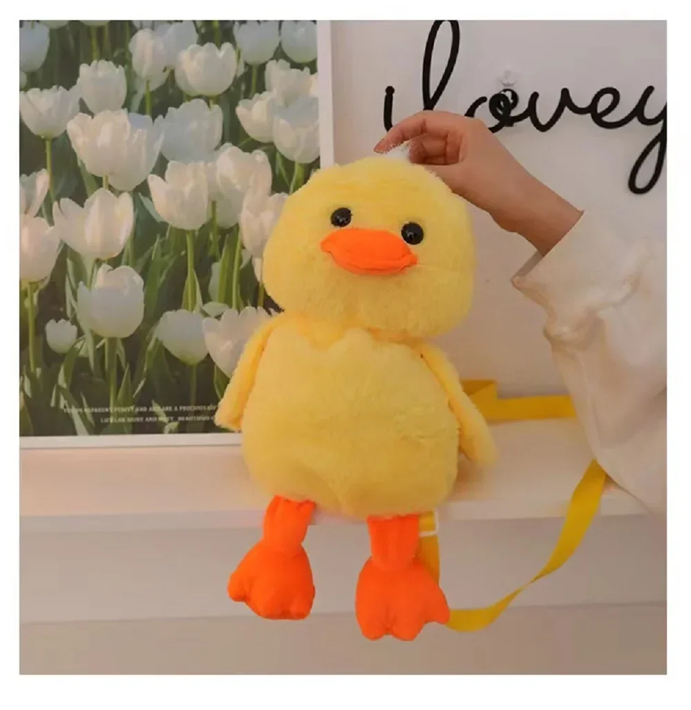 Kawaii 33cm Yellow Duck Plush Backpack Cute Cartoon Stuffed Animal Soft Schoolbag For Girls Childrens Day Gift Idea