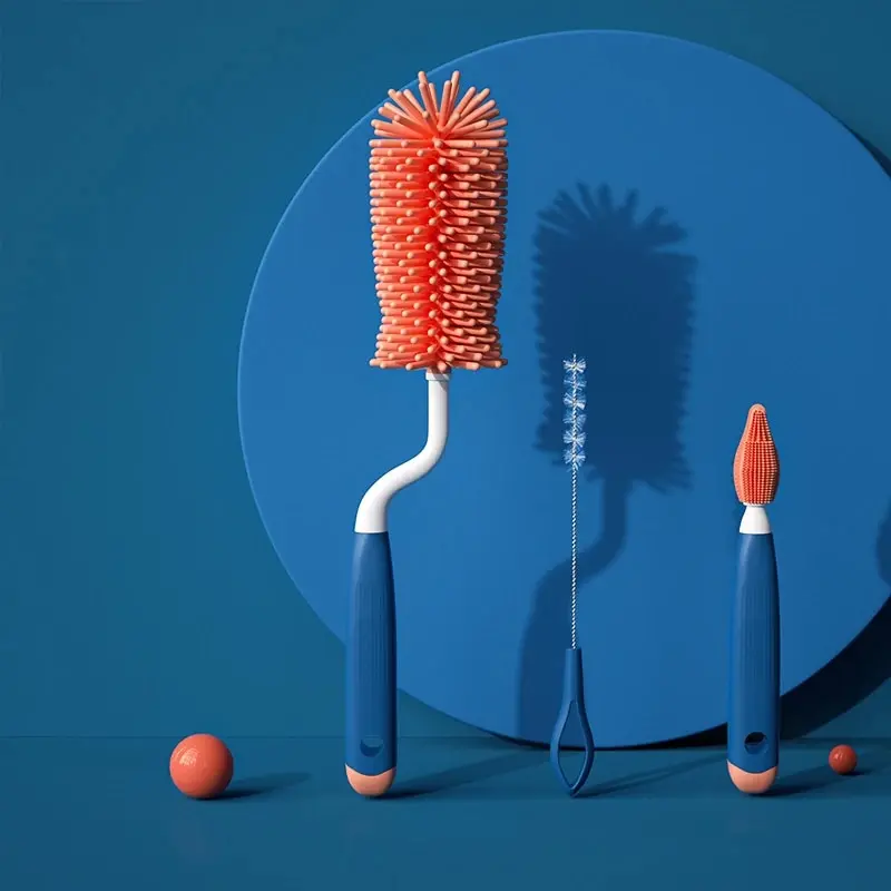 Bottle Brush 3-piece Silicone 360&deg; Rotating Baby Nipple Cleaning Set