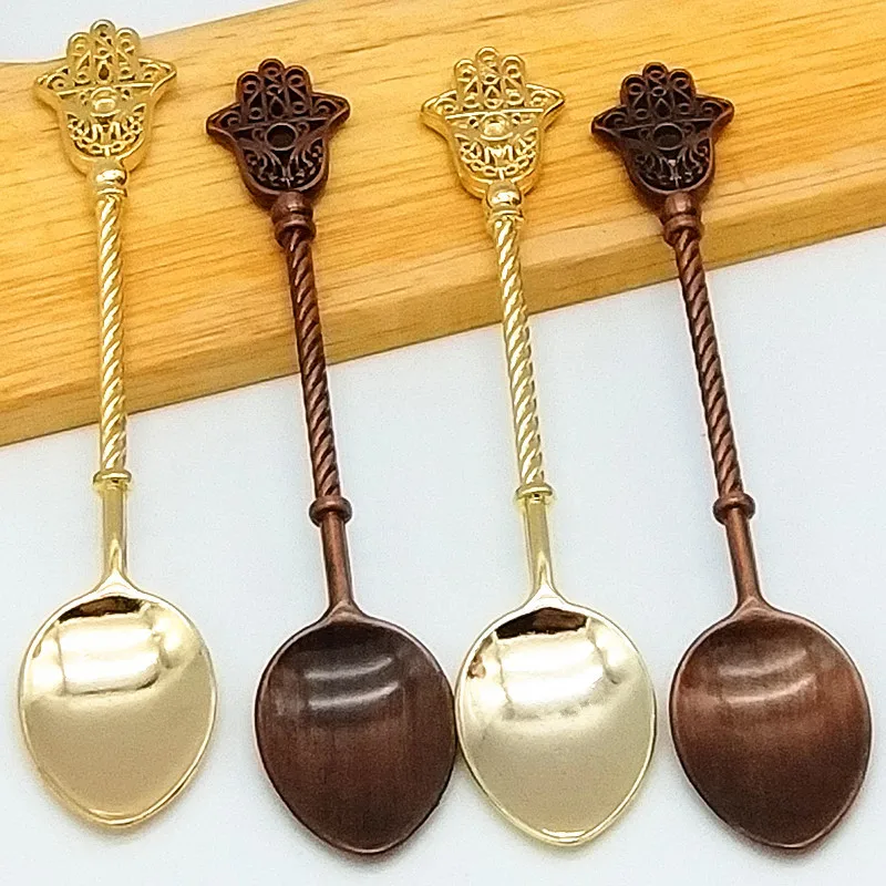 

Щит римского императора Золотая ложка из перьев, кофейная ложка, десертная ложка для смешивания, серия посохов в стиле ретро