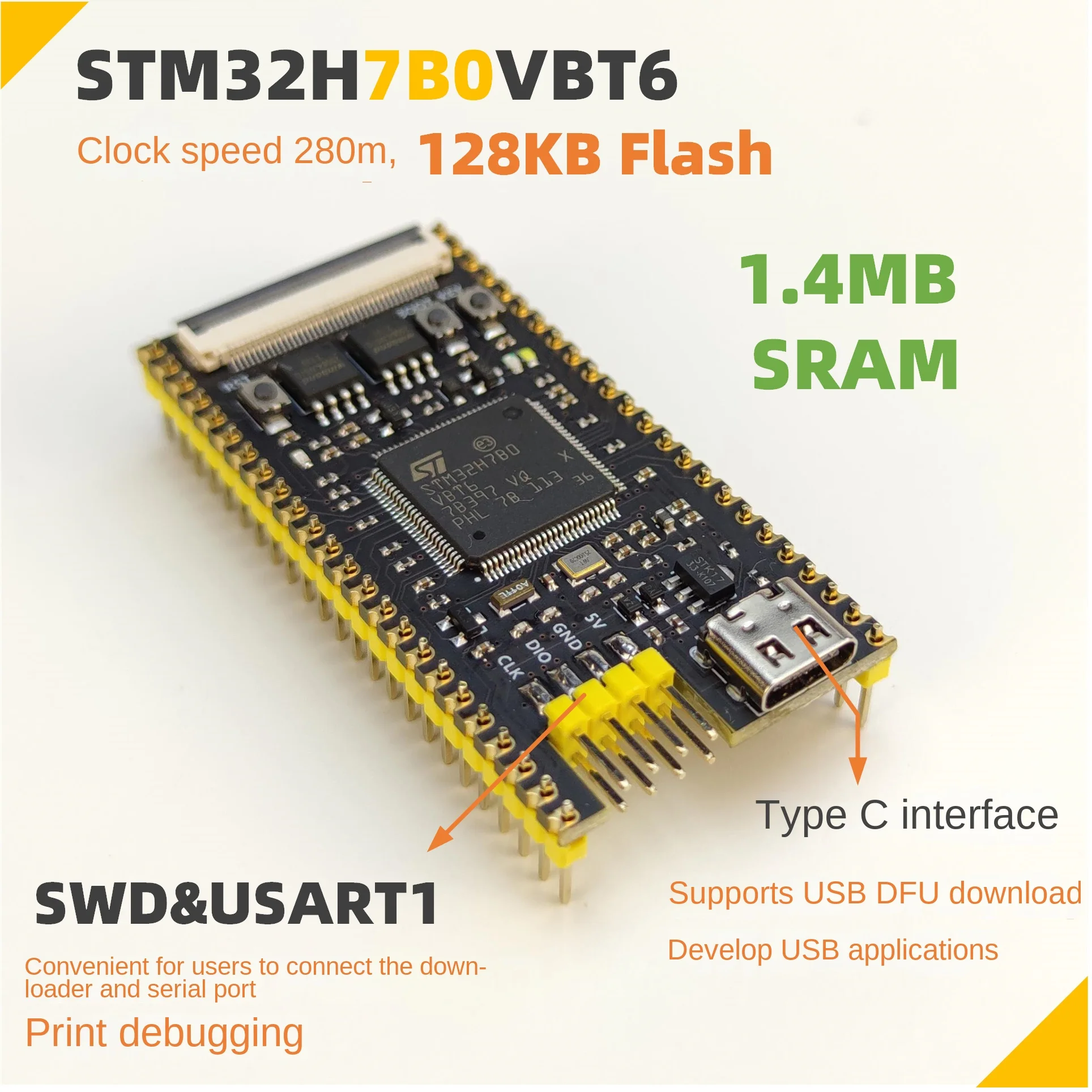 Núcleo Vbt6 da Placa do Desenvolvimento Stm32h7b0 Stm32h750 743 - Imagem 2