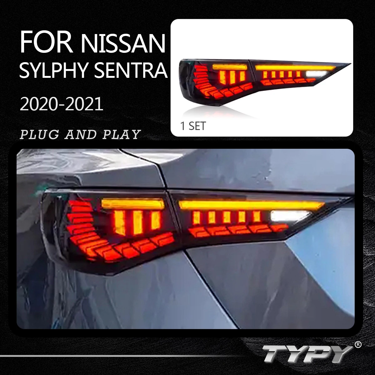 

Car Tail Lamp Rear Lamp Modified LED Taillight Turn Signal Lamp Brake Light For Nissan Sylphy Sentra 2020 2021