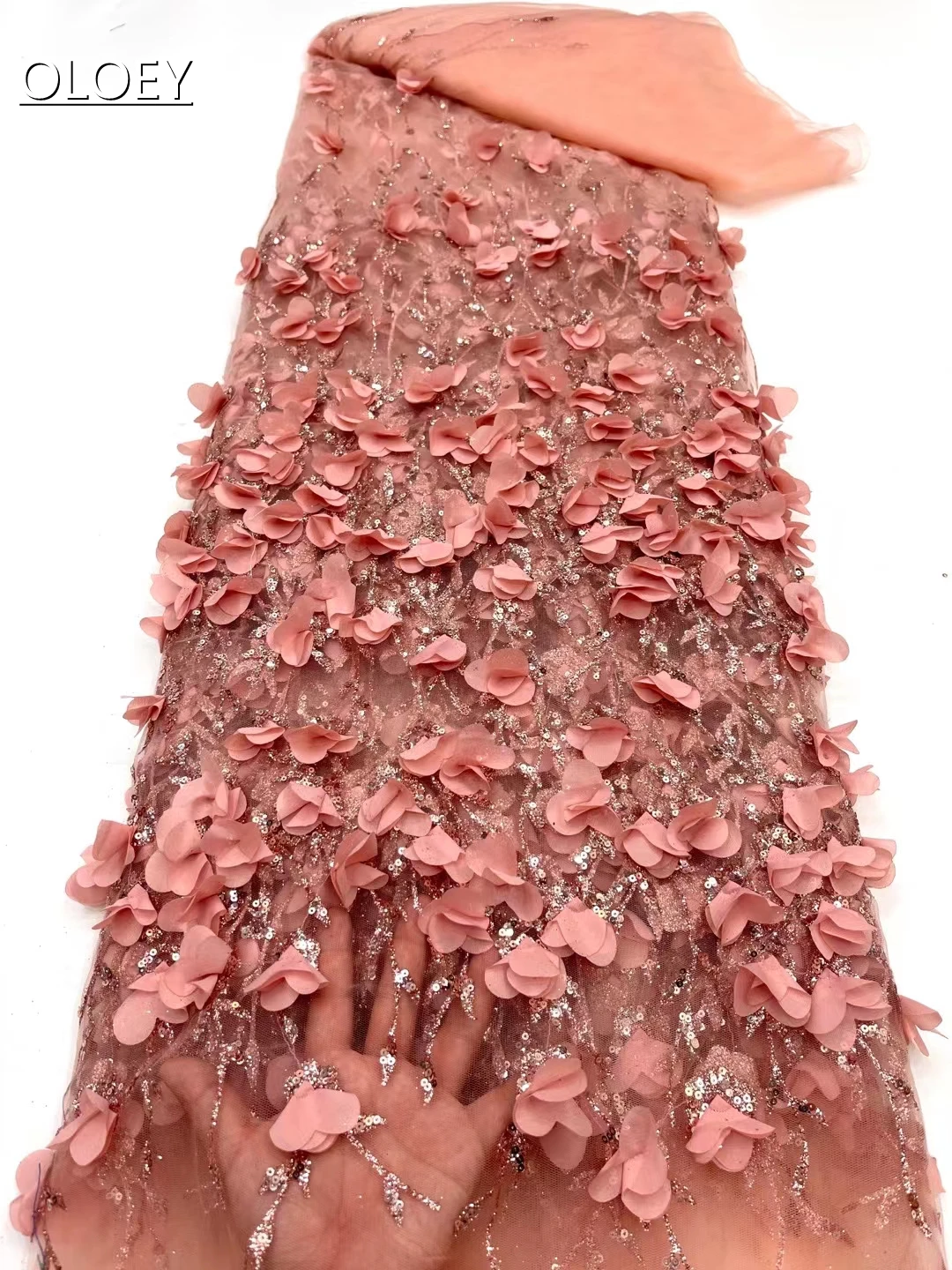 African Nigerian Elegant 3D Embroidered Lace Fabric French Tulle Lace Fabric With Stones For Party Wedding XC4325