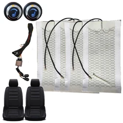 12V Universal Car Covers 2 Seats 4 Pads Carbon Fiber Heated Seat Heater heating 6 Level Switch Winter Warmer