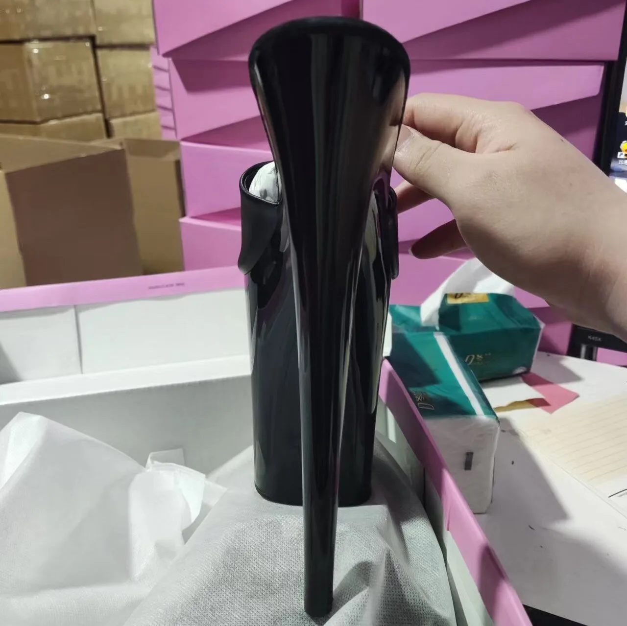 9 inches sexy paint waterproof platform, thin heel shoes 23cm pole dancing model walking dance shoes