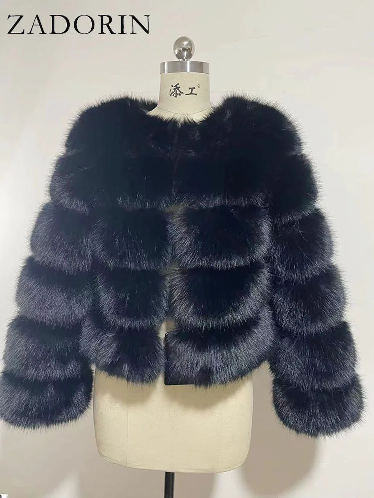 ZADORIN Long Sleeve Faux Fox Fur Coat Women Winter Fashion Thick Warm Fur Coats Outerwear Fake Fur Jacket Women Clothing 5