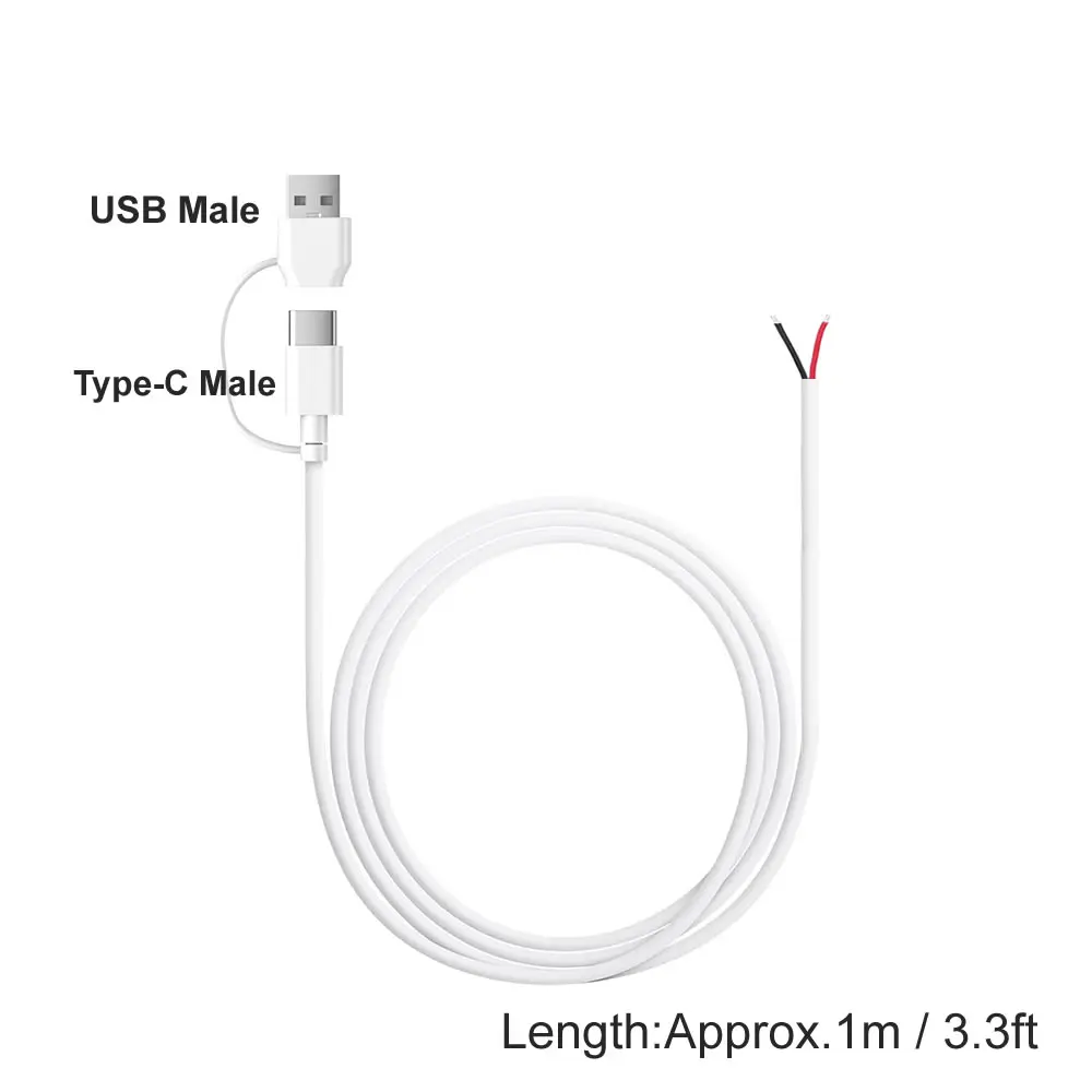 USB-C Auf 2-Pin Pigtail Kabel – 5V/2A, Blanke Enden Für DIY LED & Lüfter