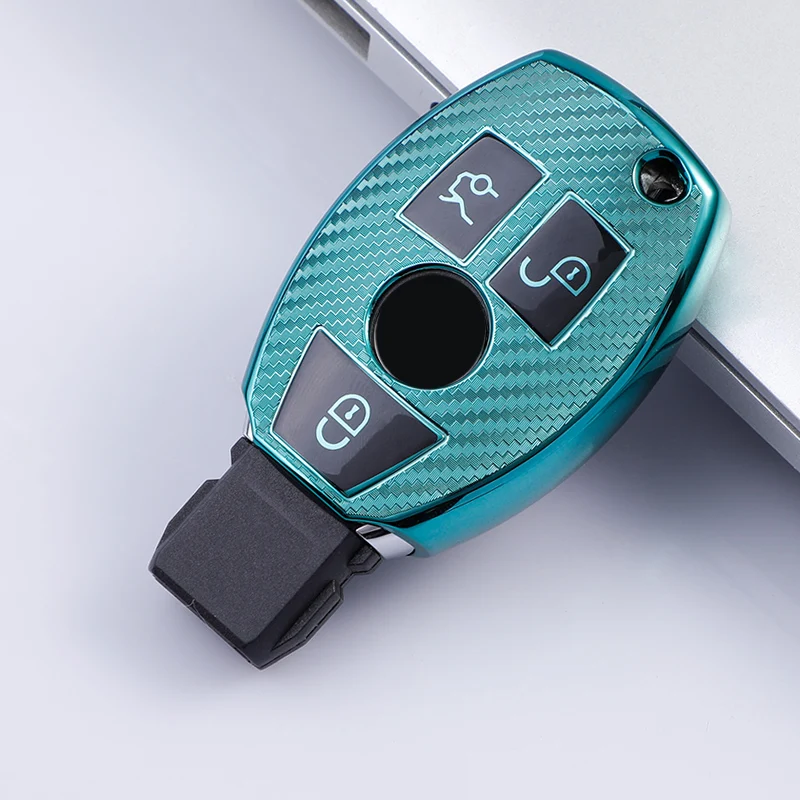 Carbon Fiber TPU Car Smart Key Case Cover for Mercedes Benz W205 W212 X166 W176 W211 W204 W222 W463 CLA GLC GLK Holder