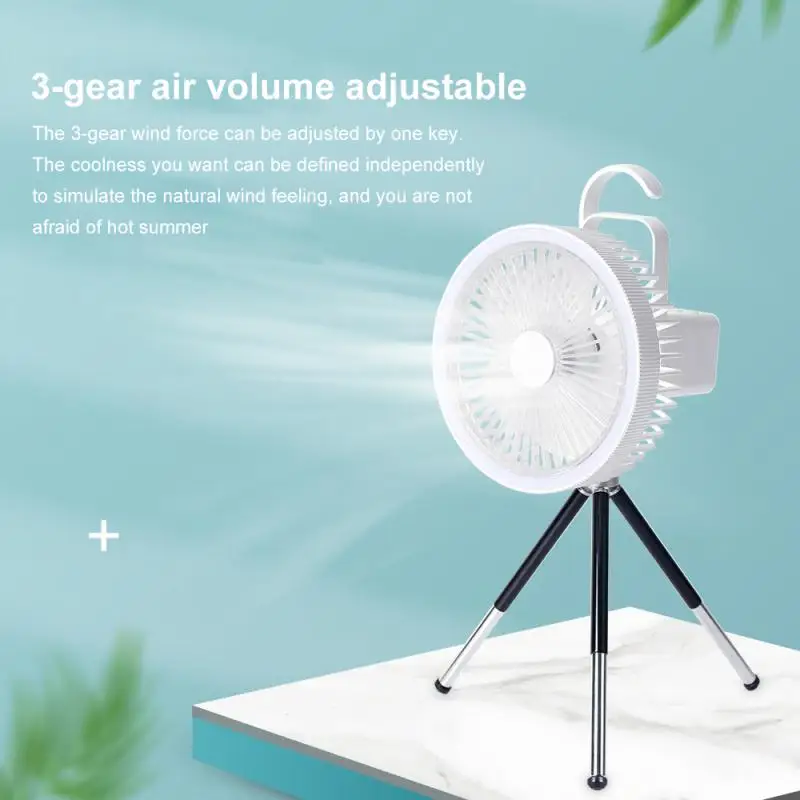 

Multifunction Cooling Fan Camping Home Appliances USB Chargeable Desk Tripod Stand Air With Night Light Outdoor Ceiling Fan