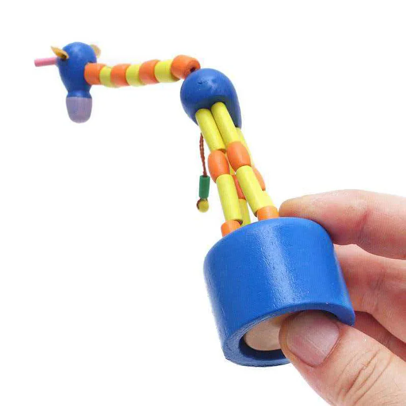 나무로 만든 춤추는 기린 엄지손가락 인형, 아이들을 위한 창의적인 선물, 남아 여아 생일 파티 선물, 선물 가방 필수품