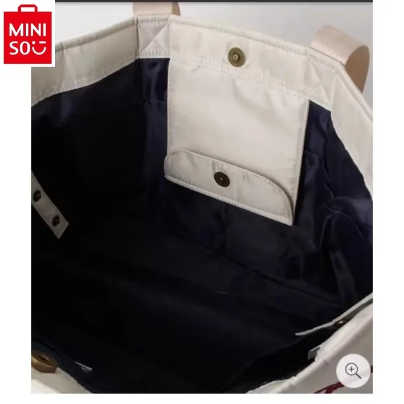 MINISO Disney Fashion Embroidered Mickey Printed Tote Bag Women's High Quality Canvas Cute Versatile Handbag