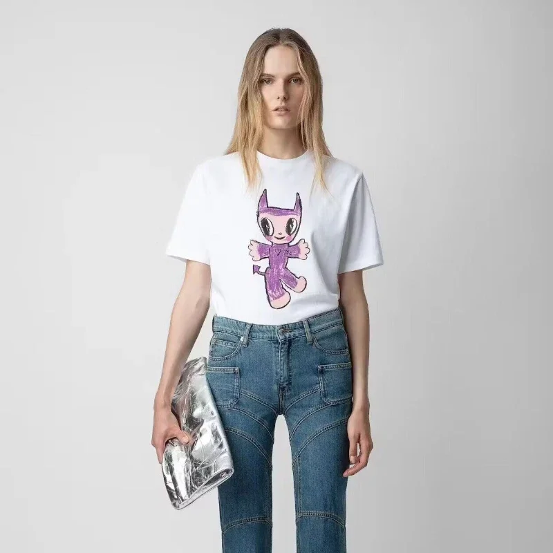 

Женская футболка с круглым вырезом, из хлопка и льна