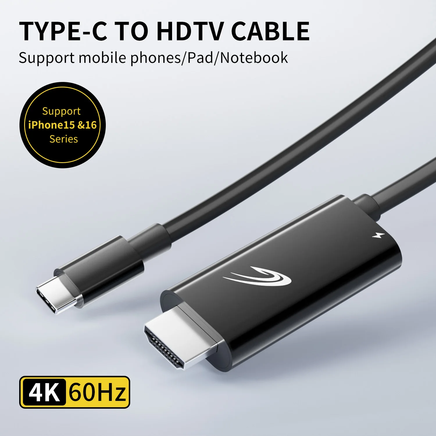4.9FT HDMI Cable 4K 60Hz Type-C to HDMI Adapter with PD Charging For iphone 16/15 Mac Pro Nintendo Switch/OLED